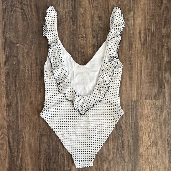 Eberjey Loreta Coastal Dot Ruffle One Piece Swimsuit M - Picture 8 of 9